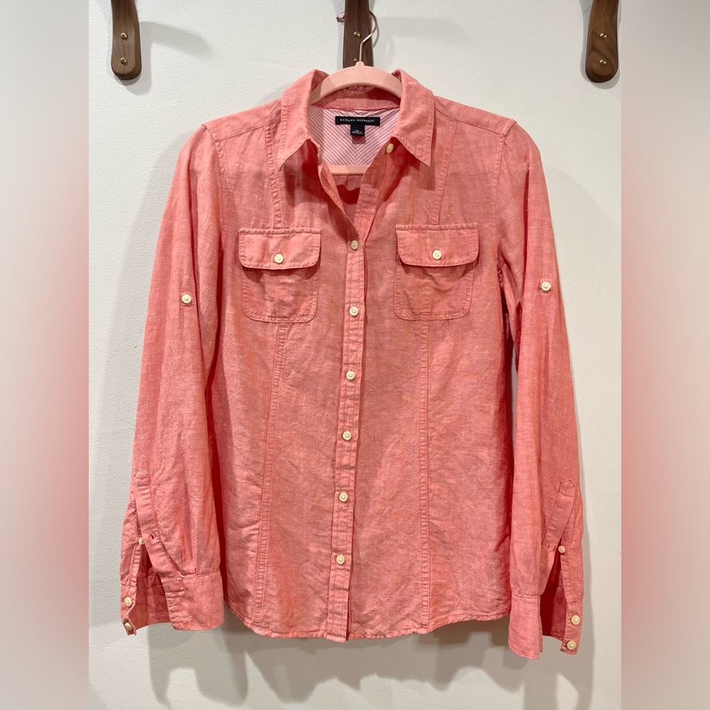 Banana Republic Coral-Peach Button Down Shirt